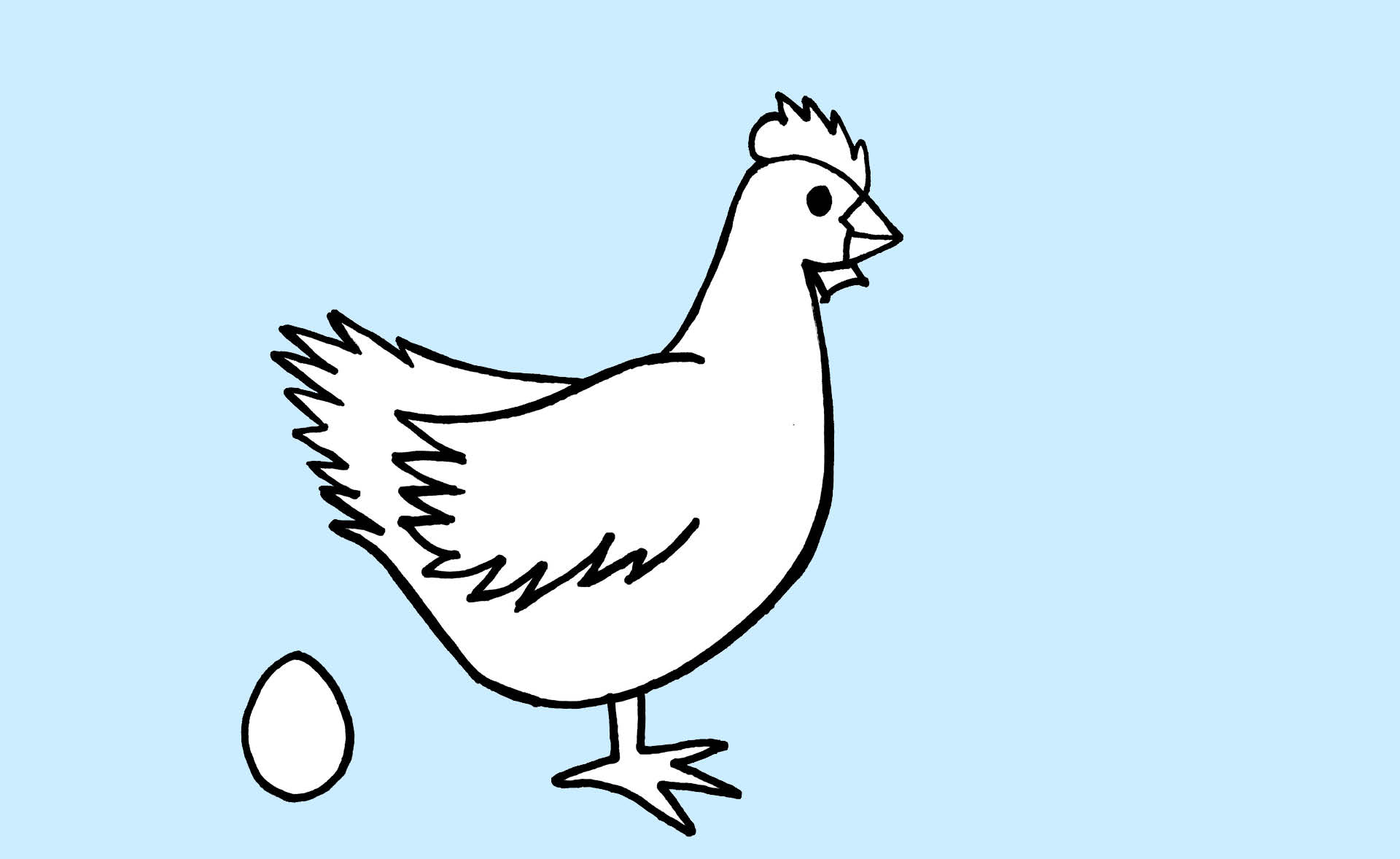 Zeichnung von Huhn und Ei